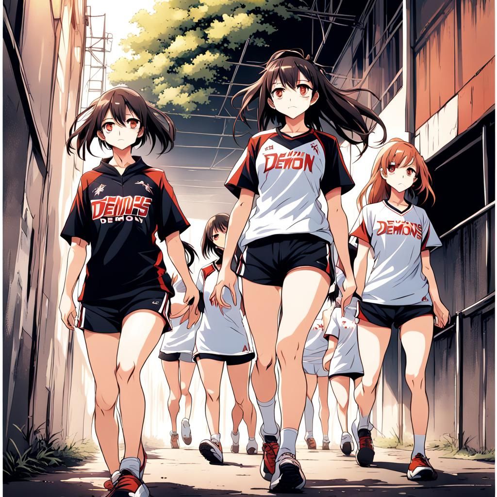 Anime Girls Running in Sports Style