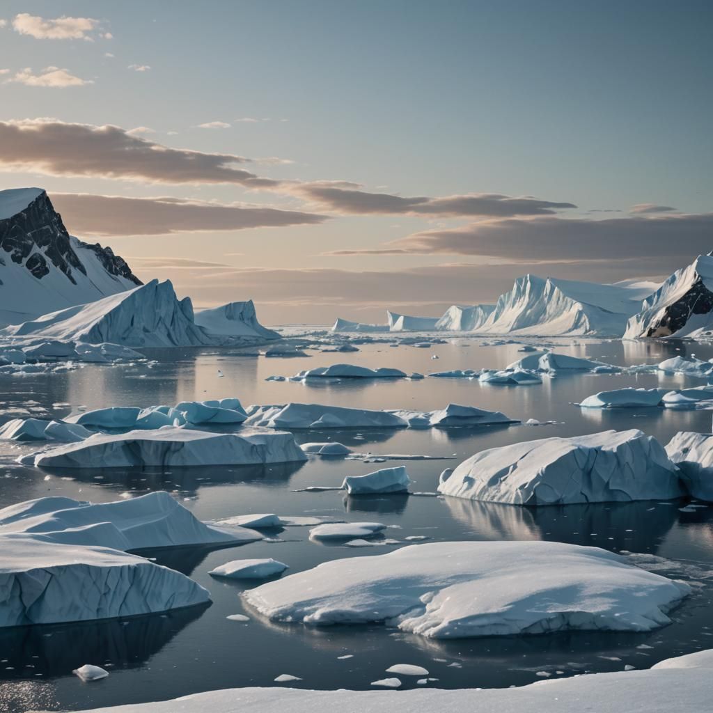Frozen Twilight in Antarctica's Jagged Landscape