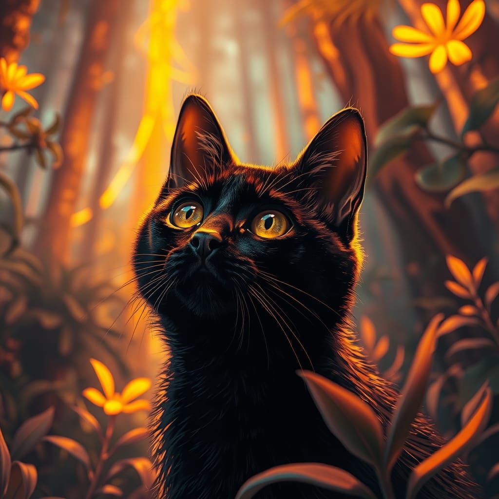 Cyberpunk Whiskers in a Neon Forest Dreamscape