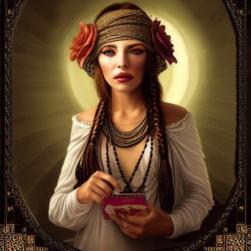 Dramatic Fortune Teller Portrait in Illustration Style