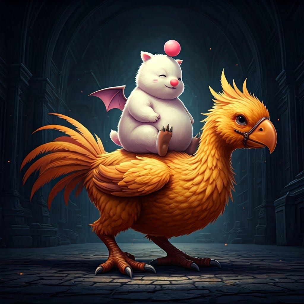 Fat Moogle Riding Chocobo