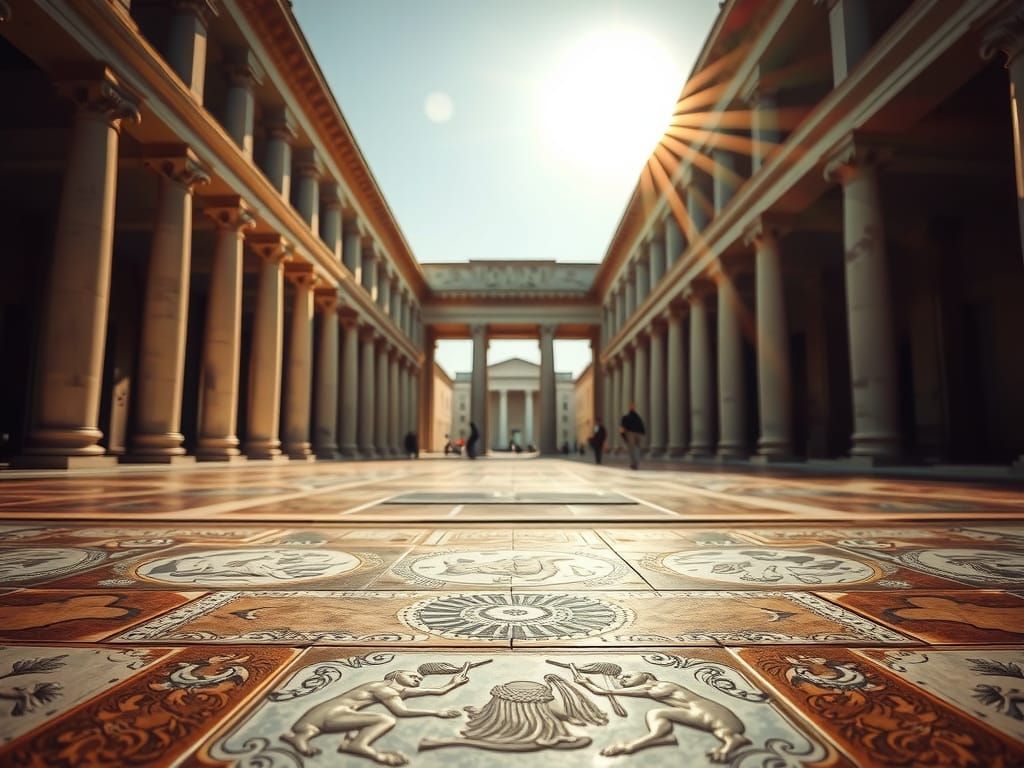 Ancient Rome Mosaic Architecture in Natural Sunlight