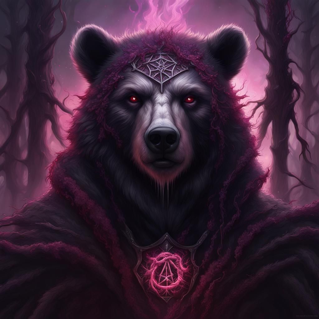Cursed Slavic Bear Portrait in Surrealist Style
