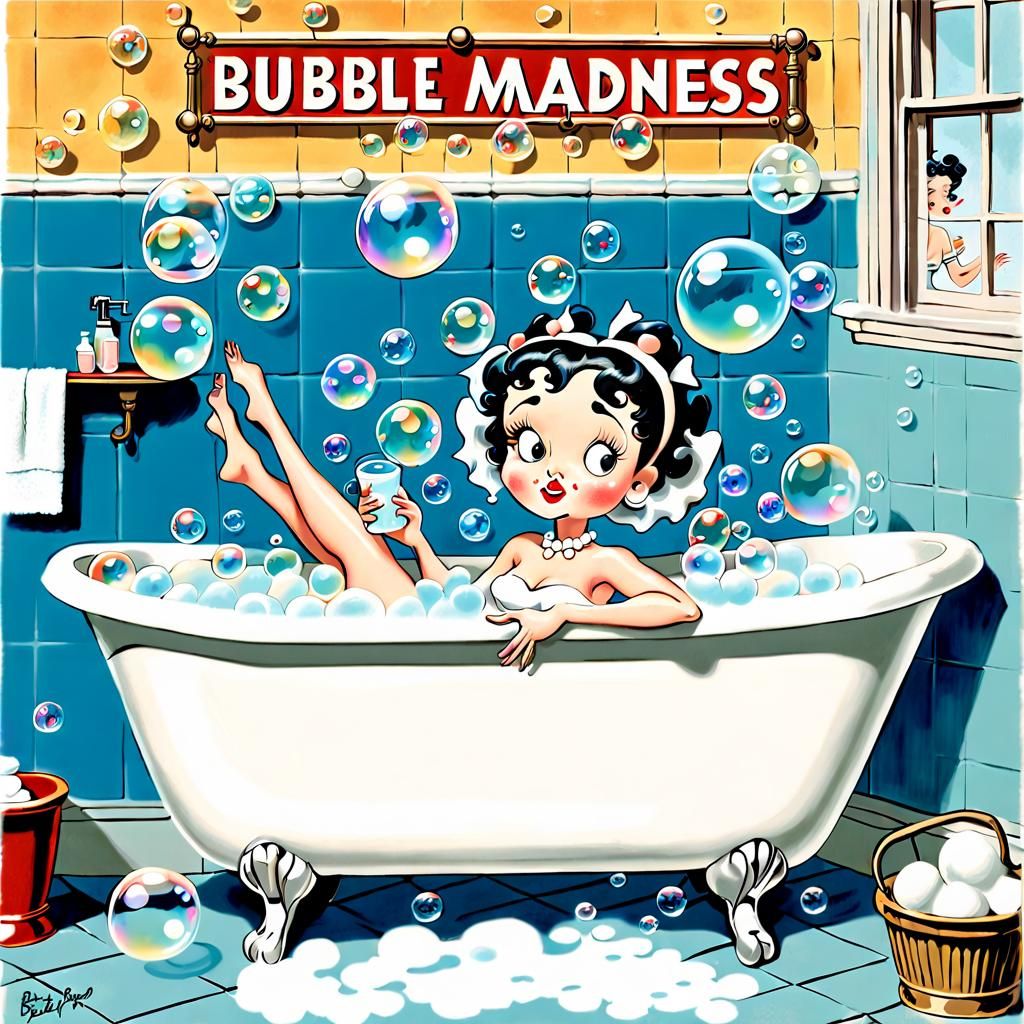 Betty Boop in a bubble bad .Bubble Madness