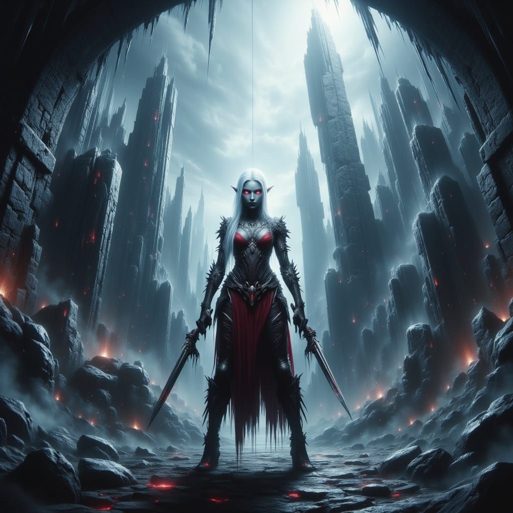 Drow Elf in Forsaken Underground City