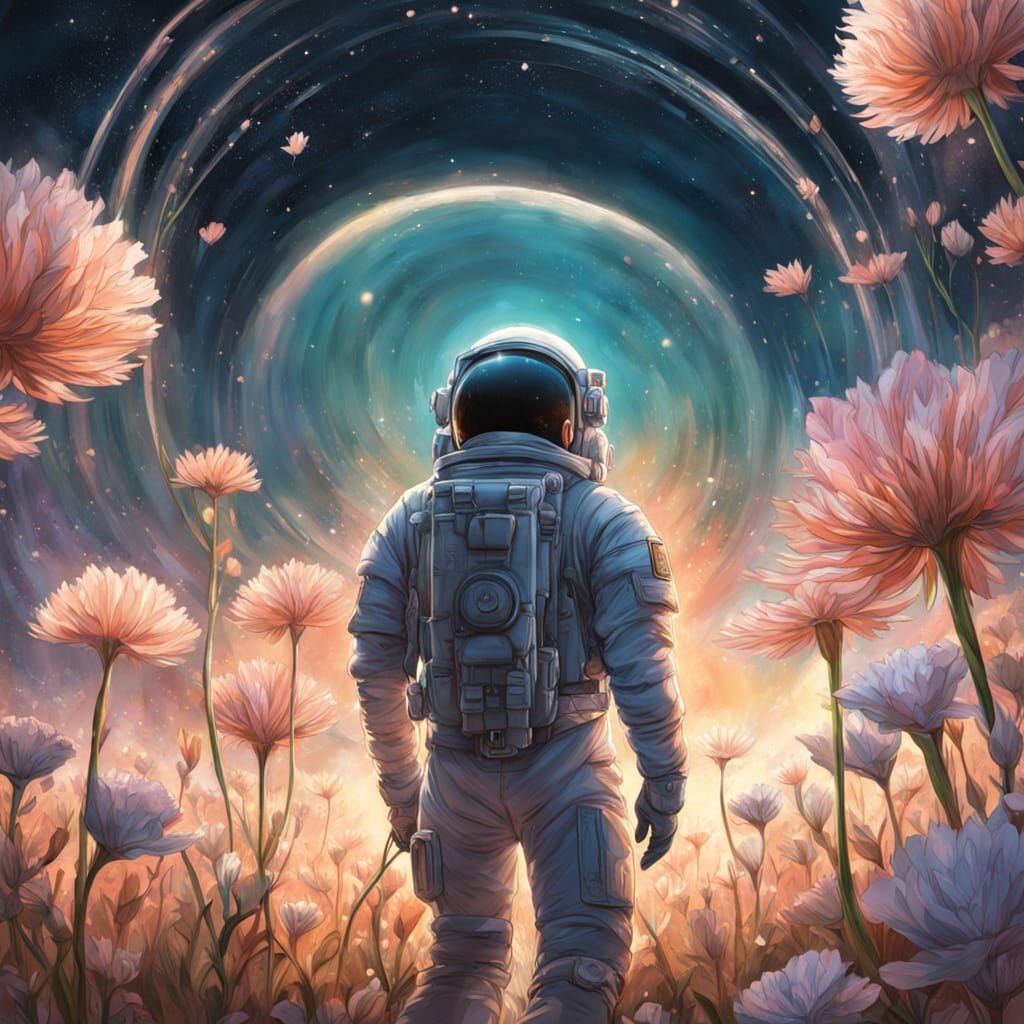 Astronaut in Glowing Alien Field: Soft Sci-Fi