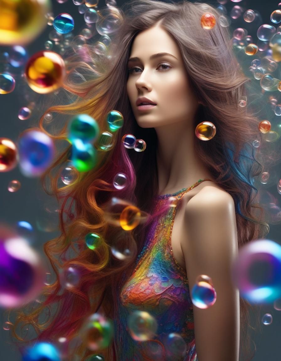 Luxurious Bubble Woman: 3D Conceptual Art