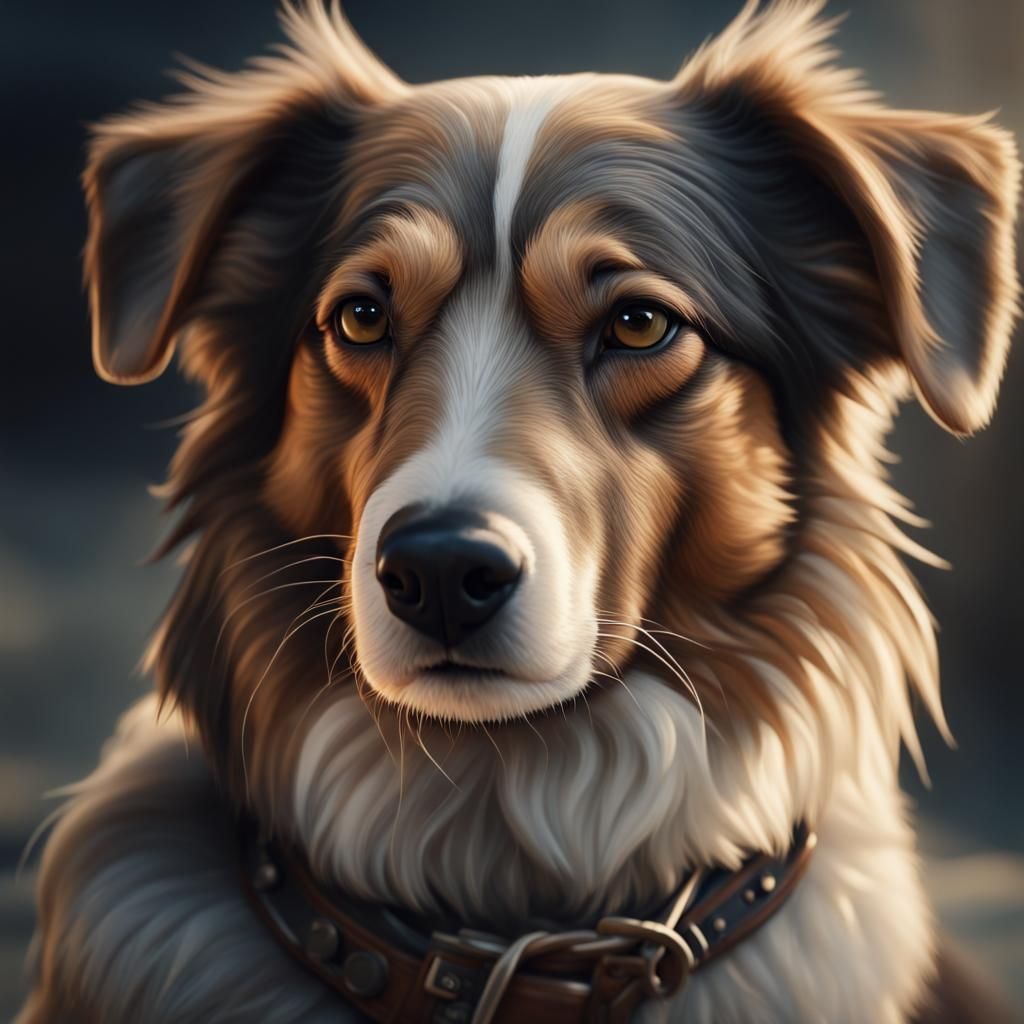 Hyperrealistic Dog Portrait with Intricate Details