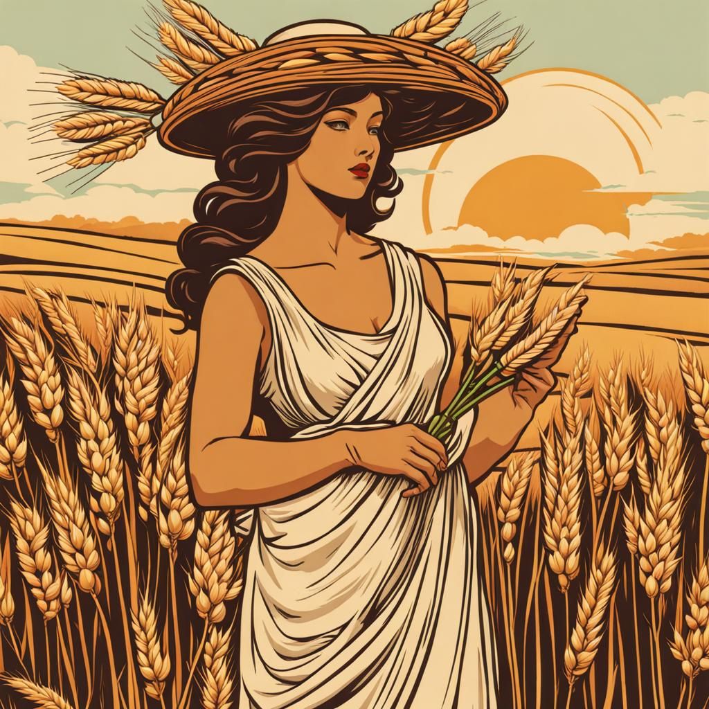 Demeter, Goddess of Harvest in Prairie Aesthetic
