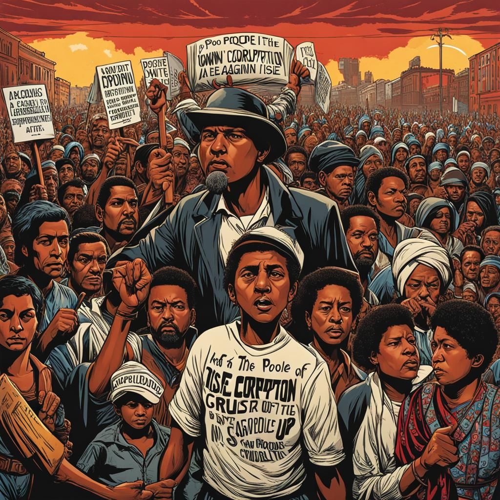 Peaceful Protest Against Corruption Led by AI