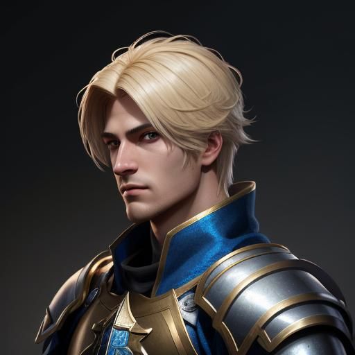 Young Paladin in Silver Armor Portrait