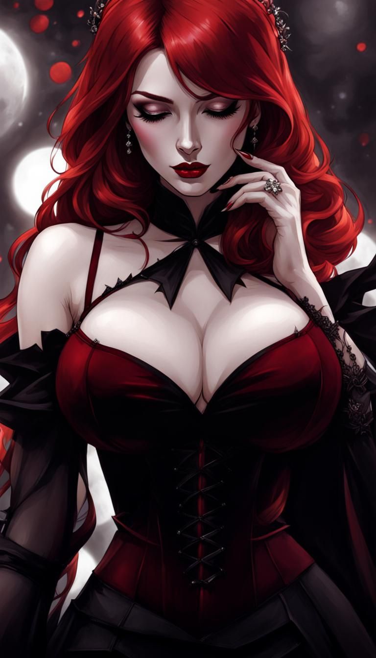 Redhead Vampire in Dark Fantasy Gothic Art