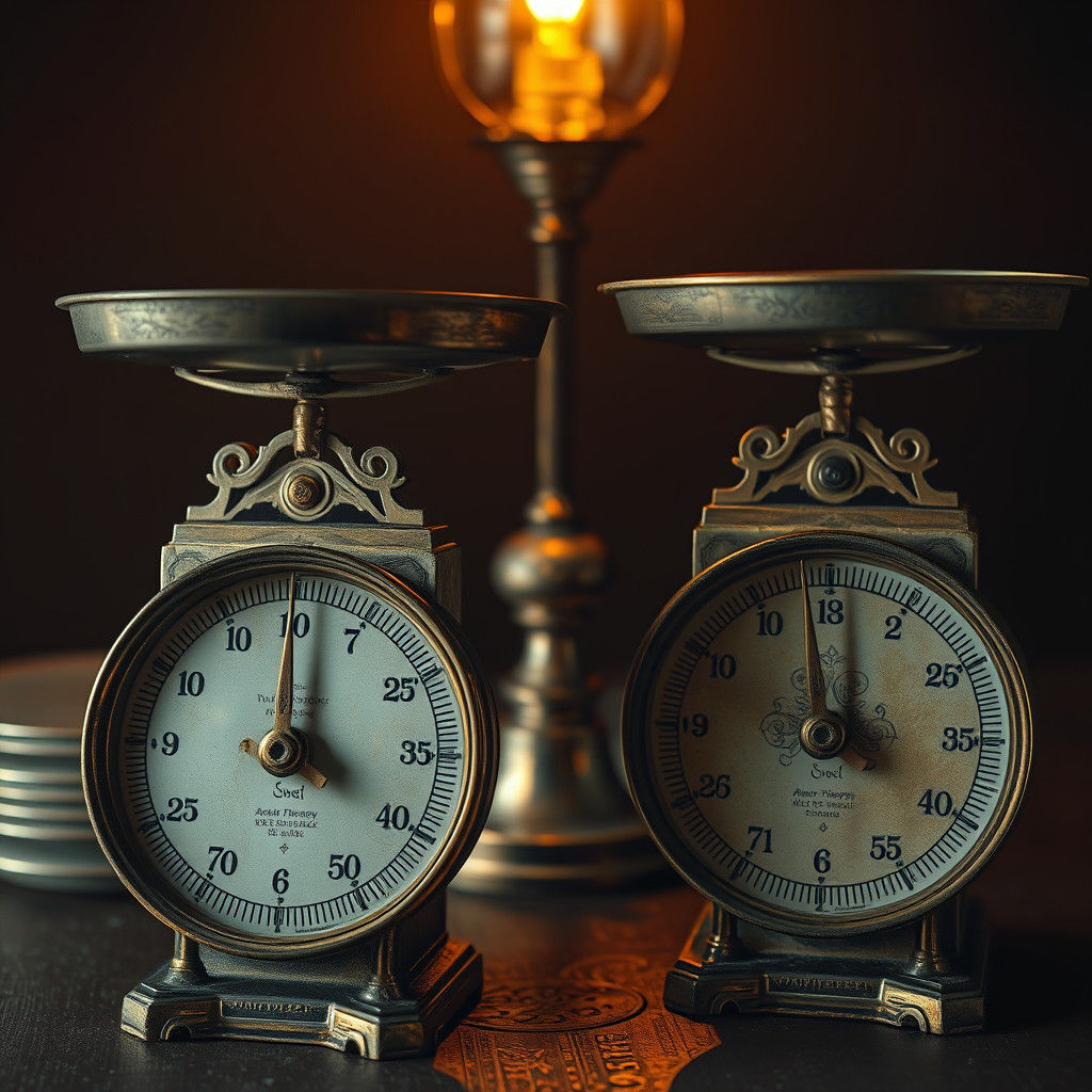 Ornate Antique Scales in Golden Light