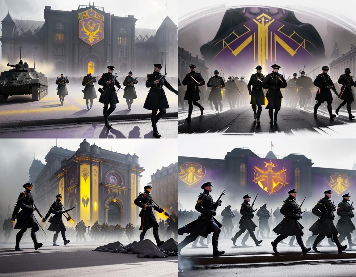 Dark Fantasy Soldiers Marching in Formation