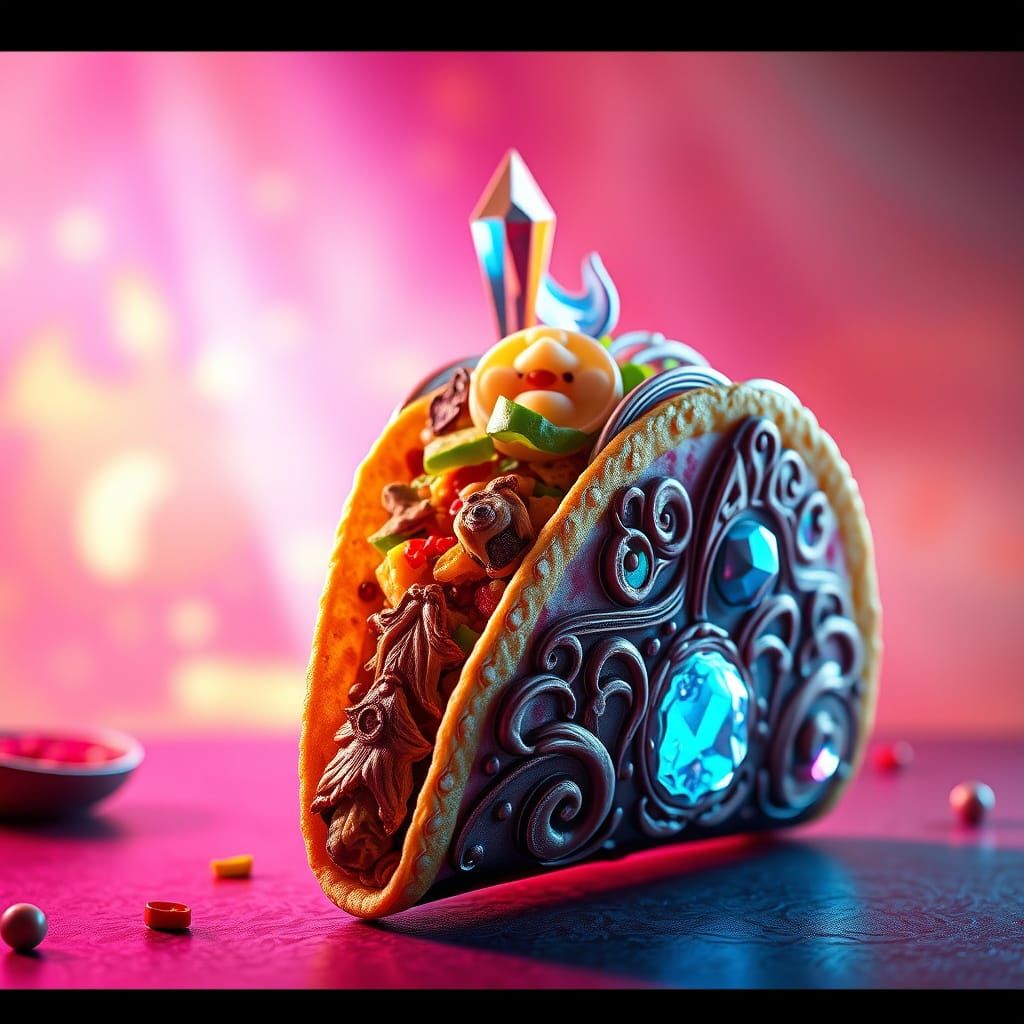 Crystal Taco: Hyper-Realistic Art Nouveau in 8k