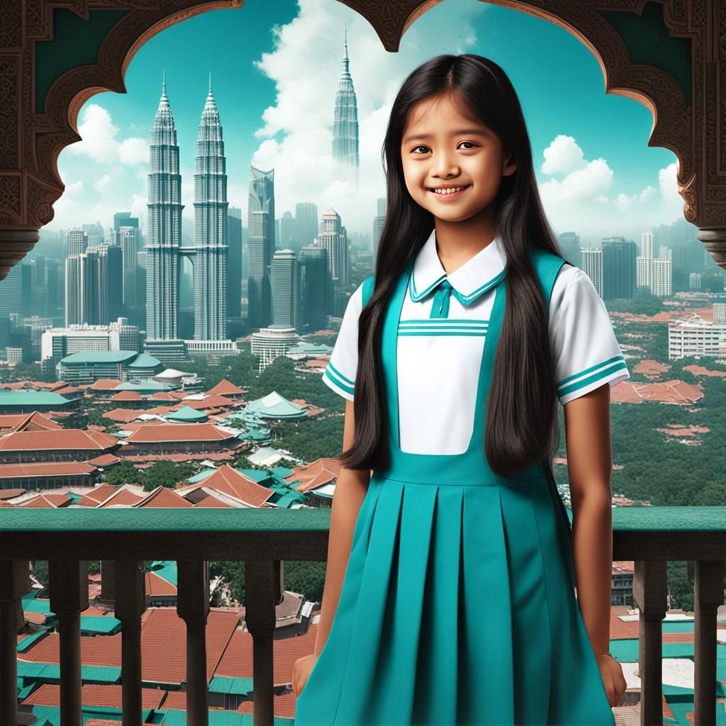 Malaysian Girl in Kuala Lumpur: Detailed Matte Painting