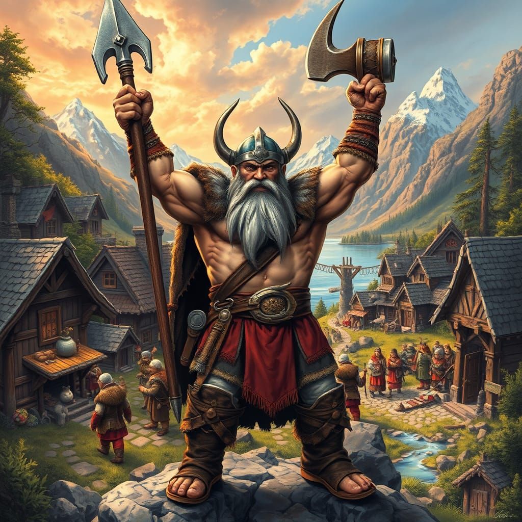 Hagar the Horrible in a Viking Village