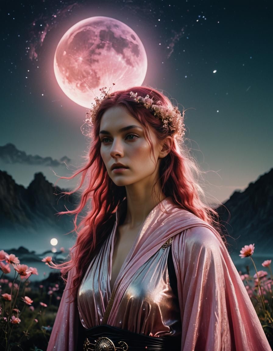 Mystical Jedi in Dreamlike Moonlit Landscape