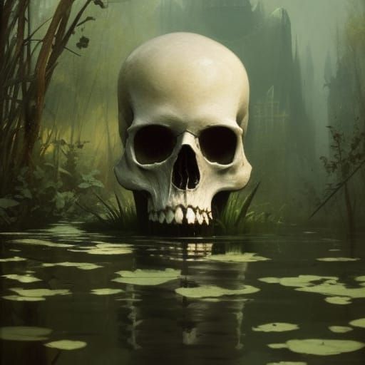 High Gothic Skull in Golden Aspen Forest