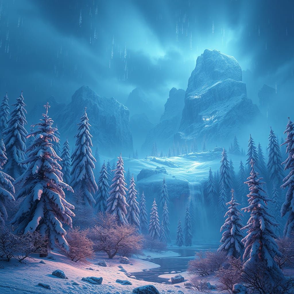 Winter's Arrival: Detailed Matte Painting in Deep Color