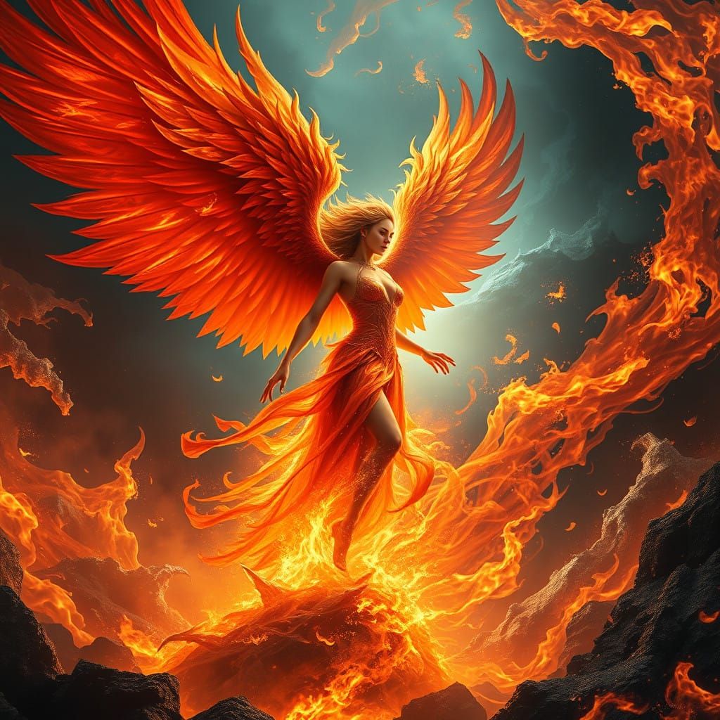 Majestic Phoenix Goddess Embodied by Inferno