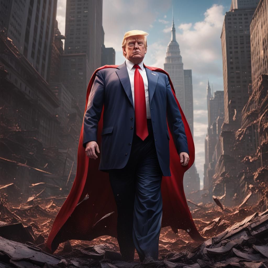 Trump as Superhero: Detailed Matte Painting