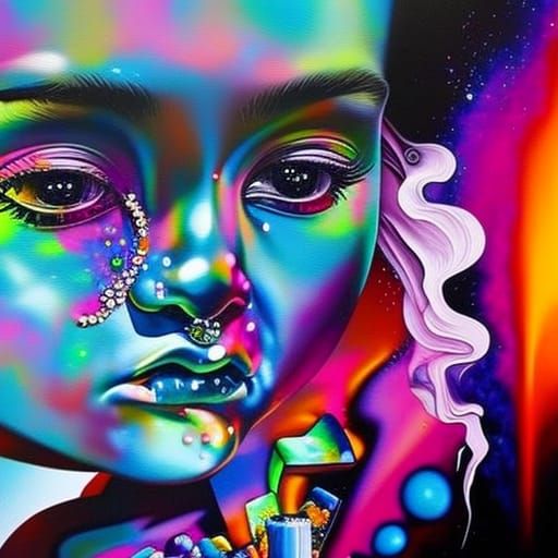 Hippie Girl in Crystal Shop: Graffiti Art