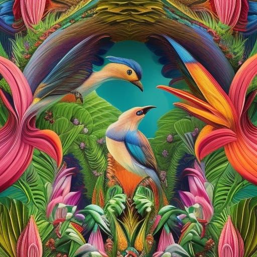 Birds of Paradise: Rococo 3D Portrait