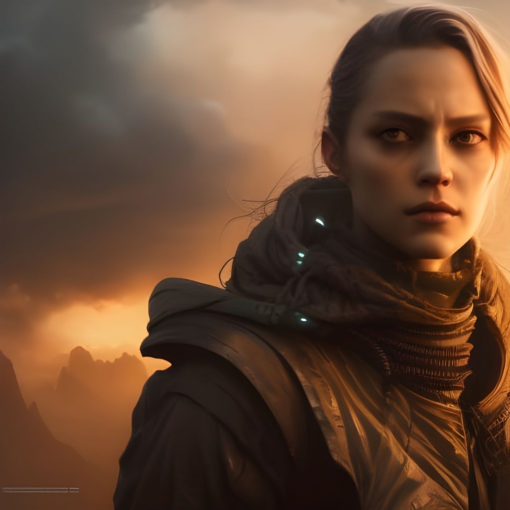 Gloomy Girl Portrait with Glowing Eyes