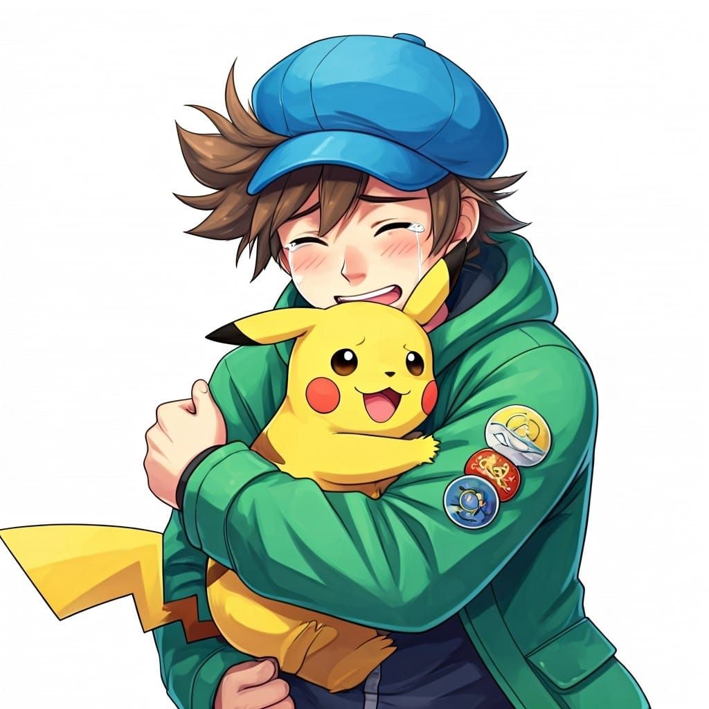 Joyful Pokémon Trainer Reunion in Whimsical Style