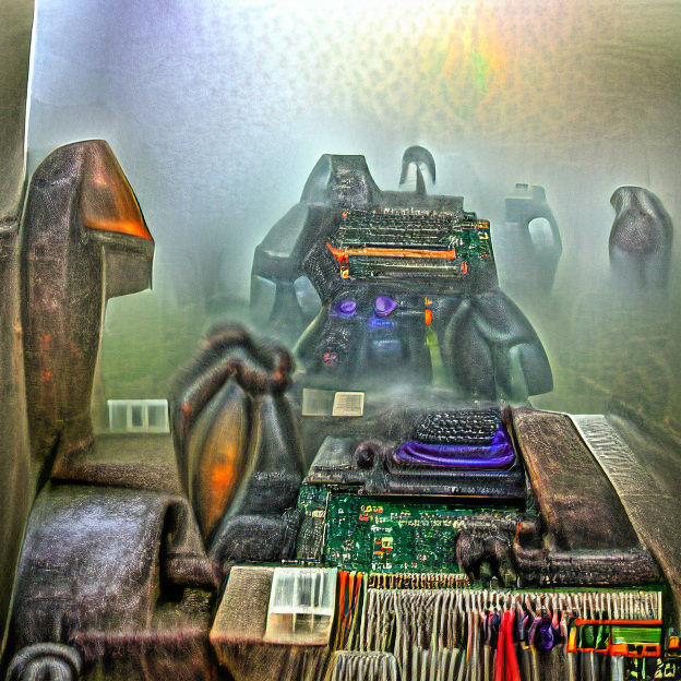 Spectre of an Old Computer in Fog, HDR