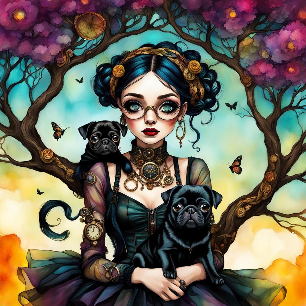 Steampunk Fairy in Tim Burton Style Digital Art