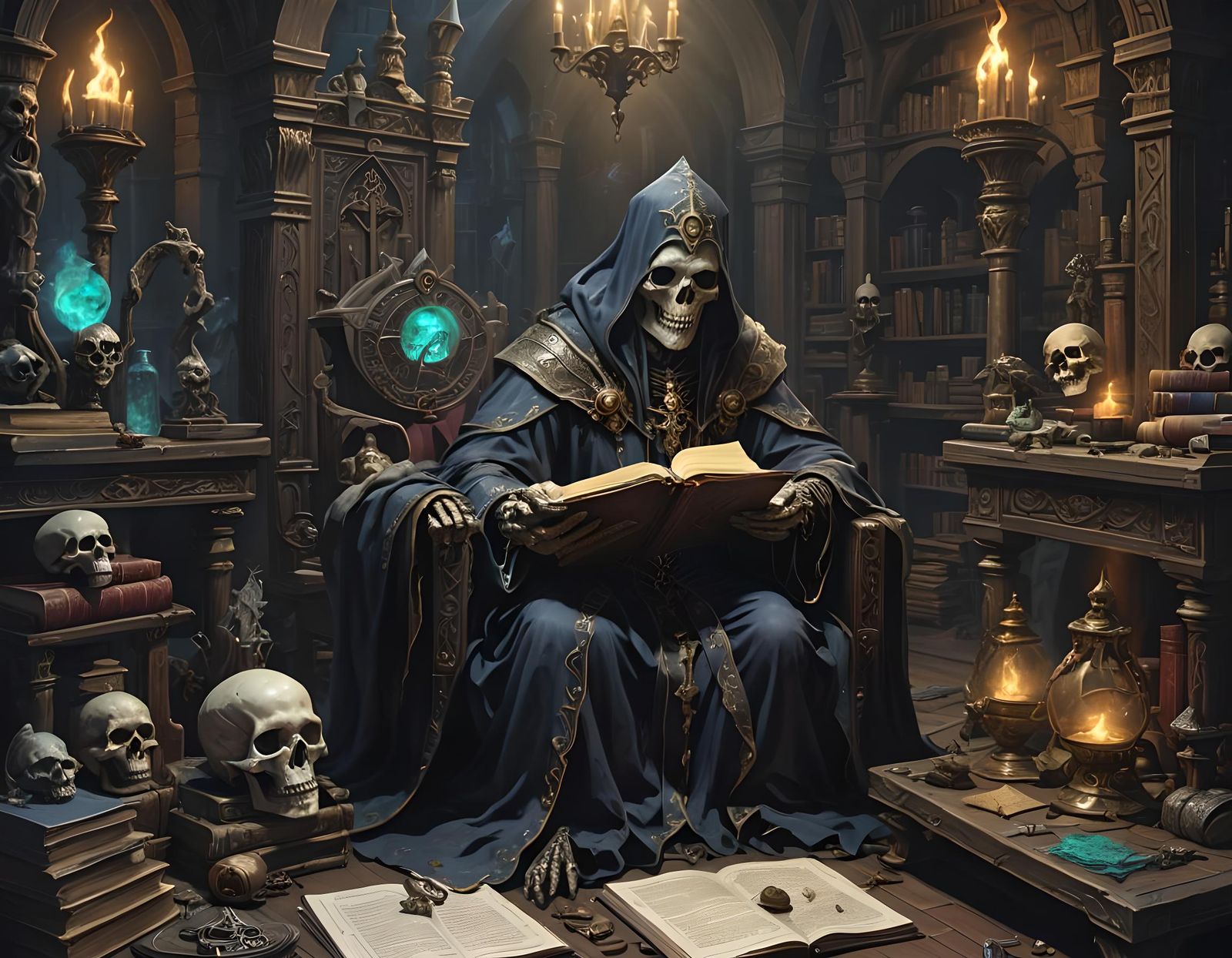 Undead Lich Sorcerer in Dark Fantasy Wizards Den