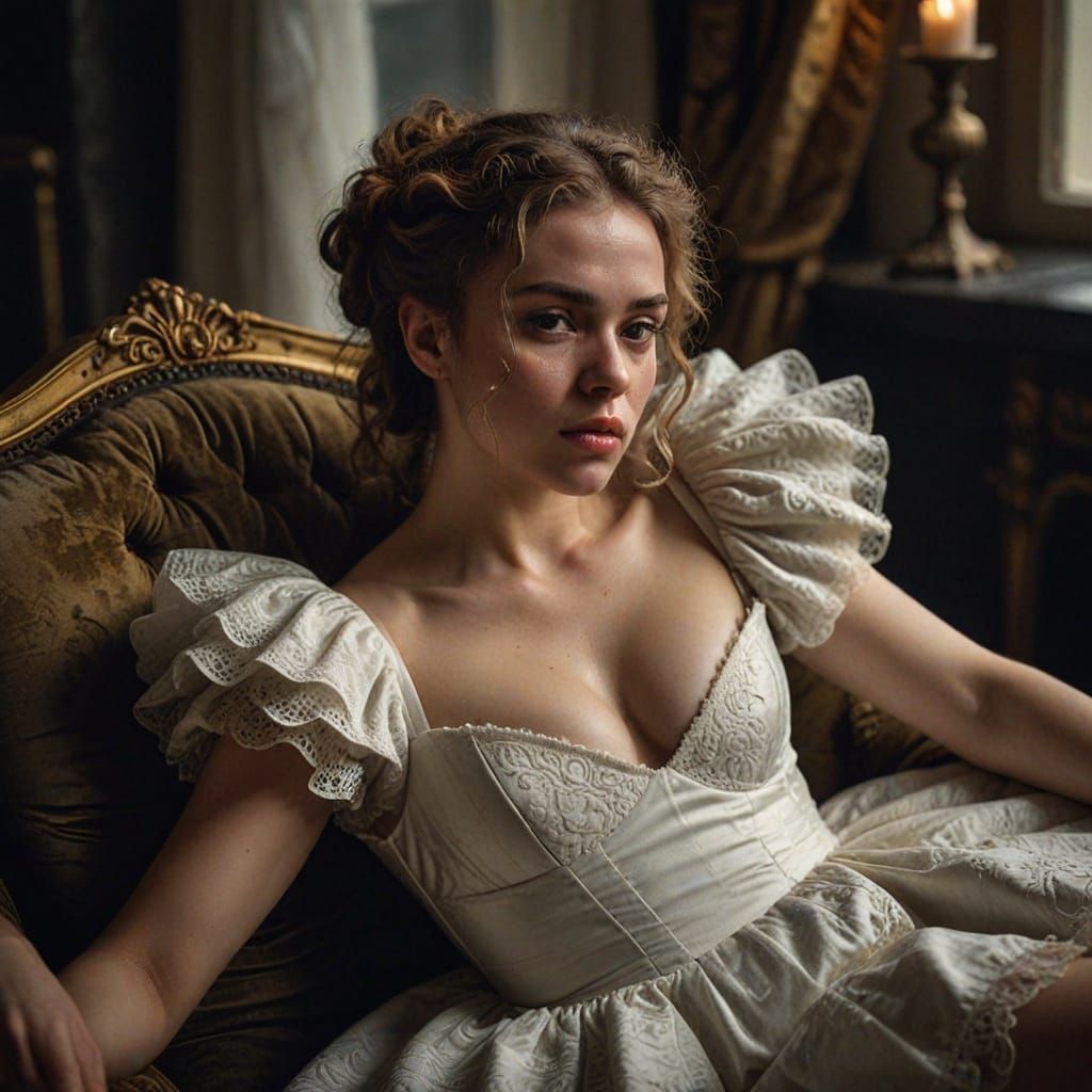 Grumpy Chick Sunbathing in Baroque Style