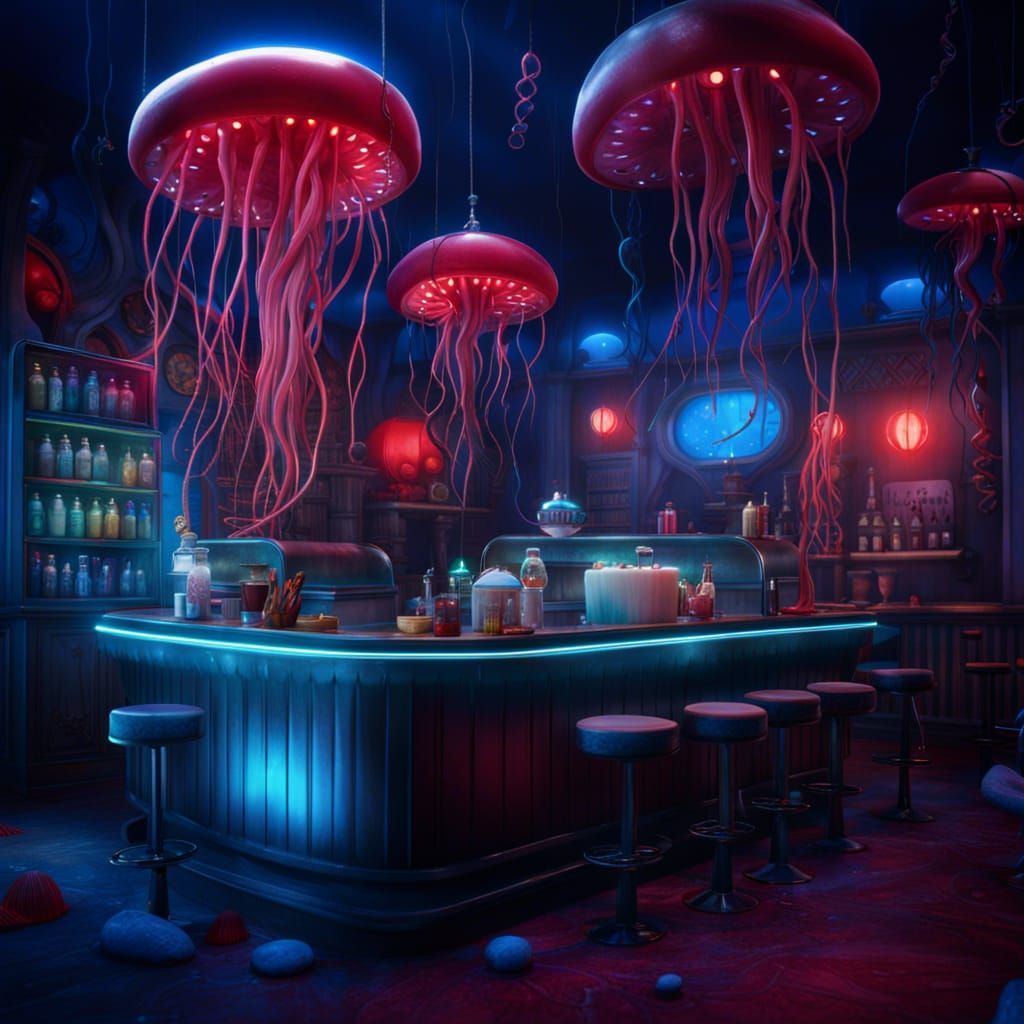 Undersea Milkshake Bar in Tim Burton Style