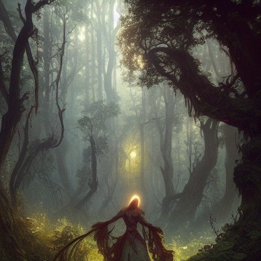 Enchanted Forest Concept Art in Dark Fantasy Style