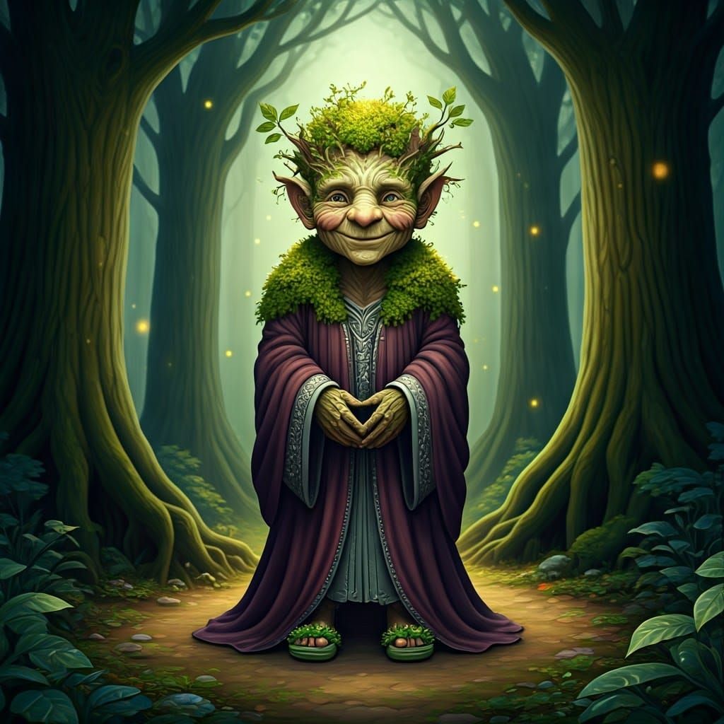 Mystical Tree Nymph in Dreamy Forest Landscape