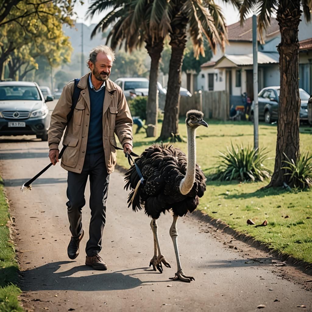 Just taking my ostrich for a walk