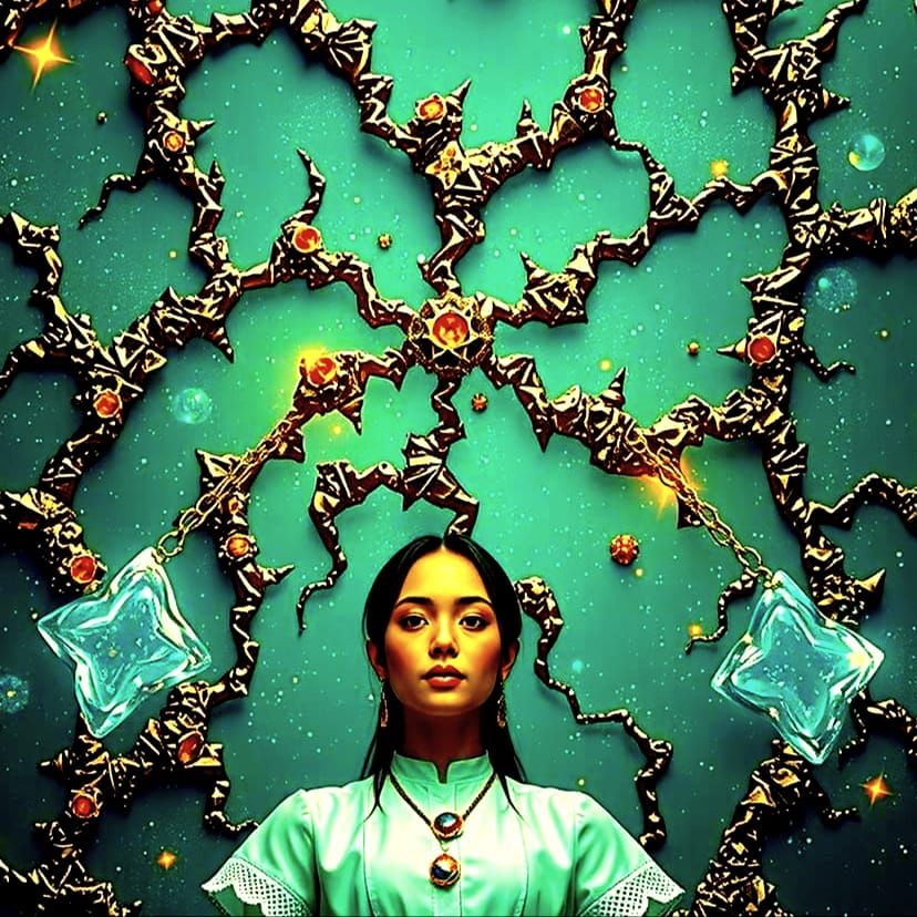 Woman Silhouetted Against Starry Sky in Digital Art