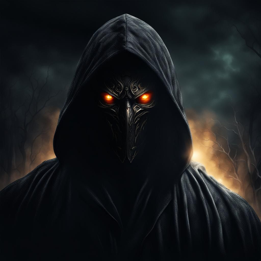 Hooded Shade with Glowing Eyes in Dark Fantasy