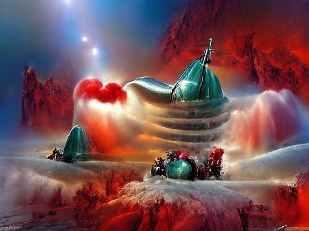 Fantasy Castle on Comet in Space, Sci-Fi Art