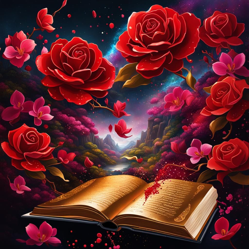 Fantasy Landscape Emerges from Magic Book