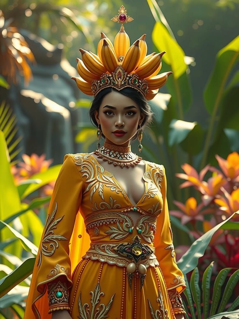 Ethereal Jungle Queen in Haute Couture Regalia
