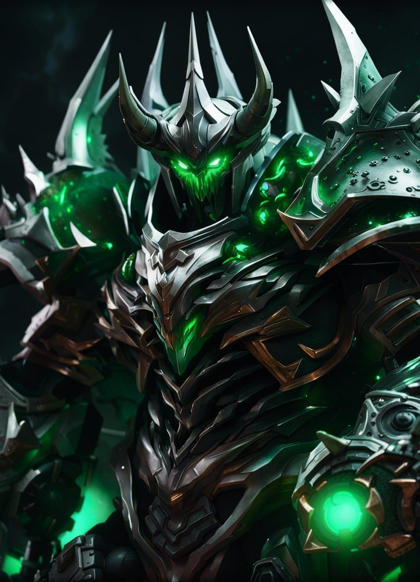 Mordekaiser with Iron Horns and Glowing Eyes