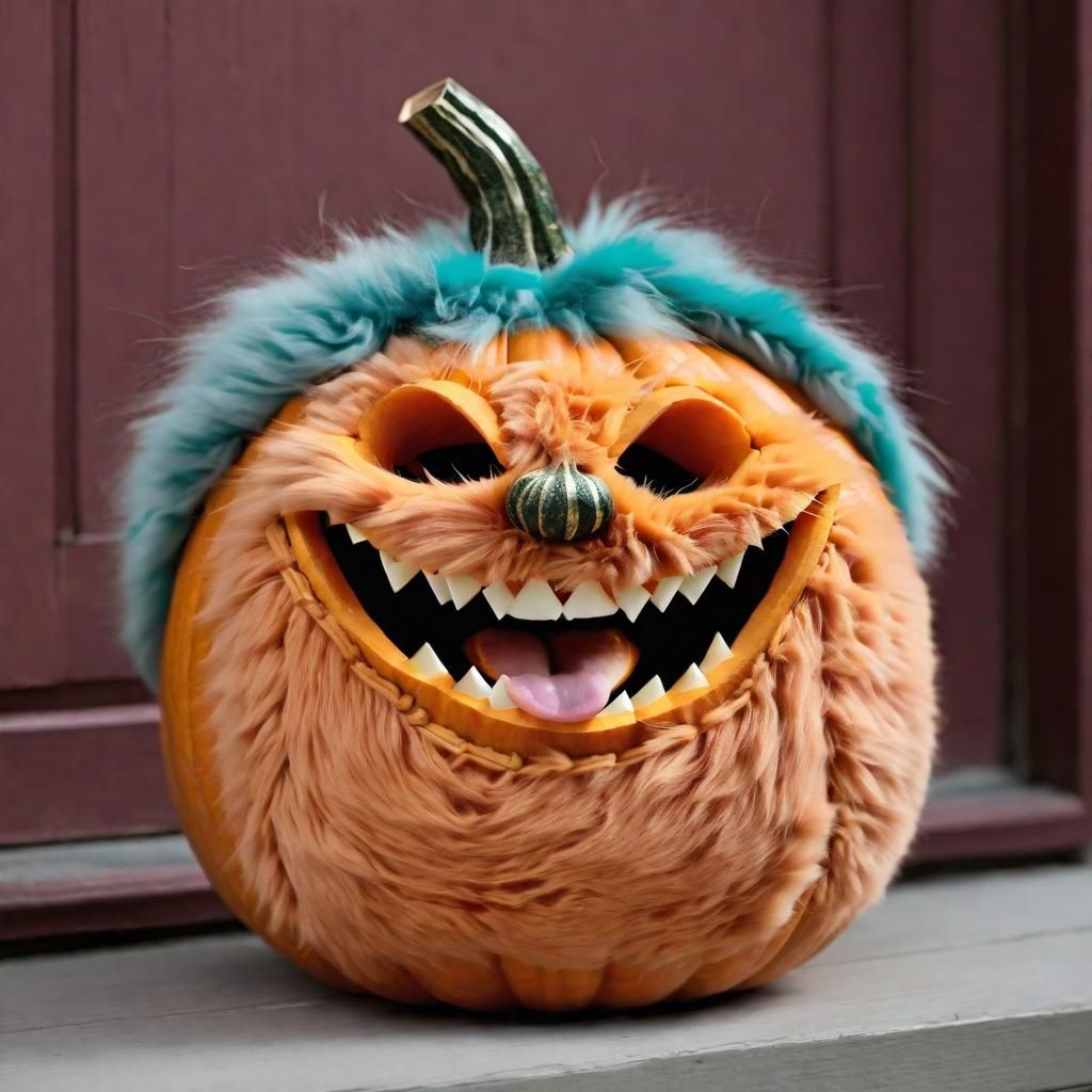 A Furry, Laughing Pumpkin AI Creation