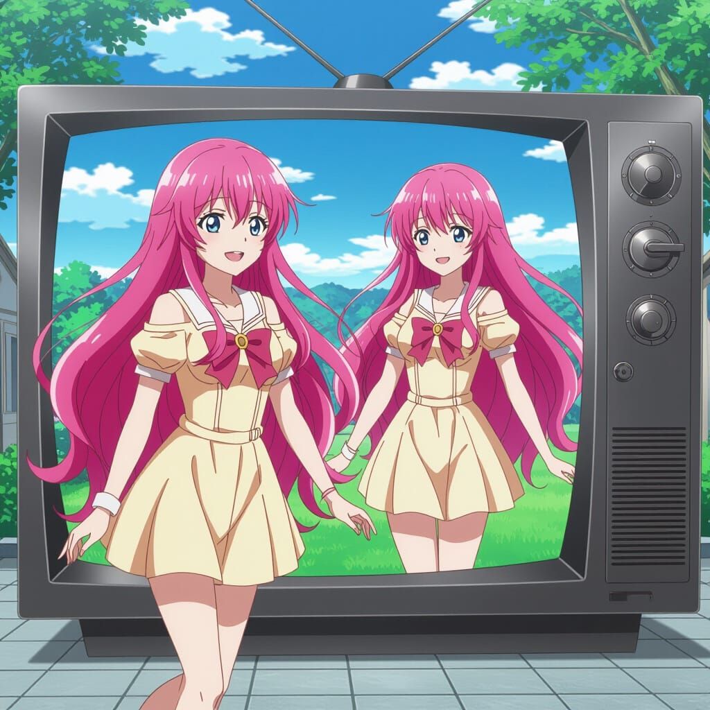 Anime Woman Steps Out of TV Screen