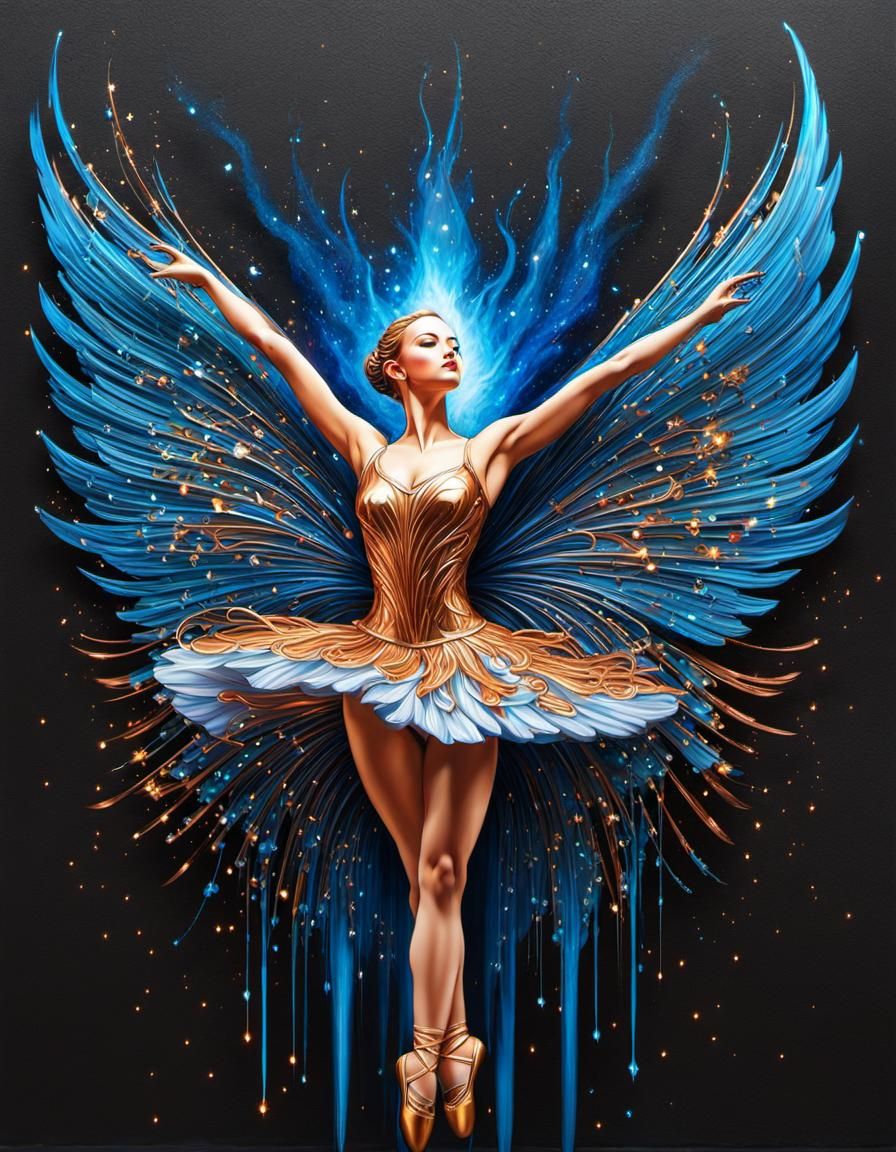 Filigree Steel Ballerina with Copper Fire Flares