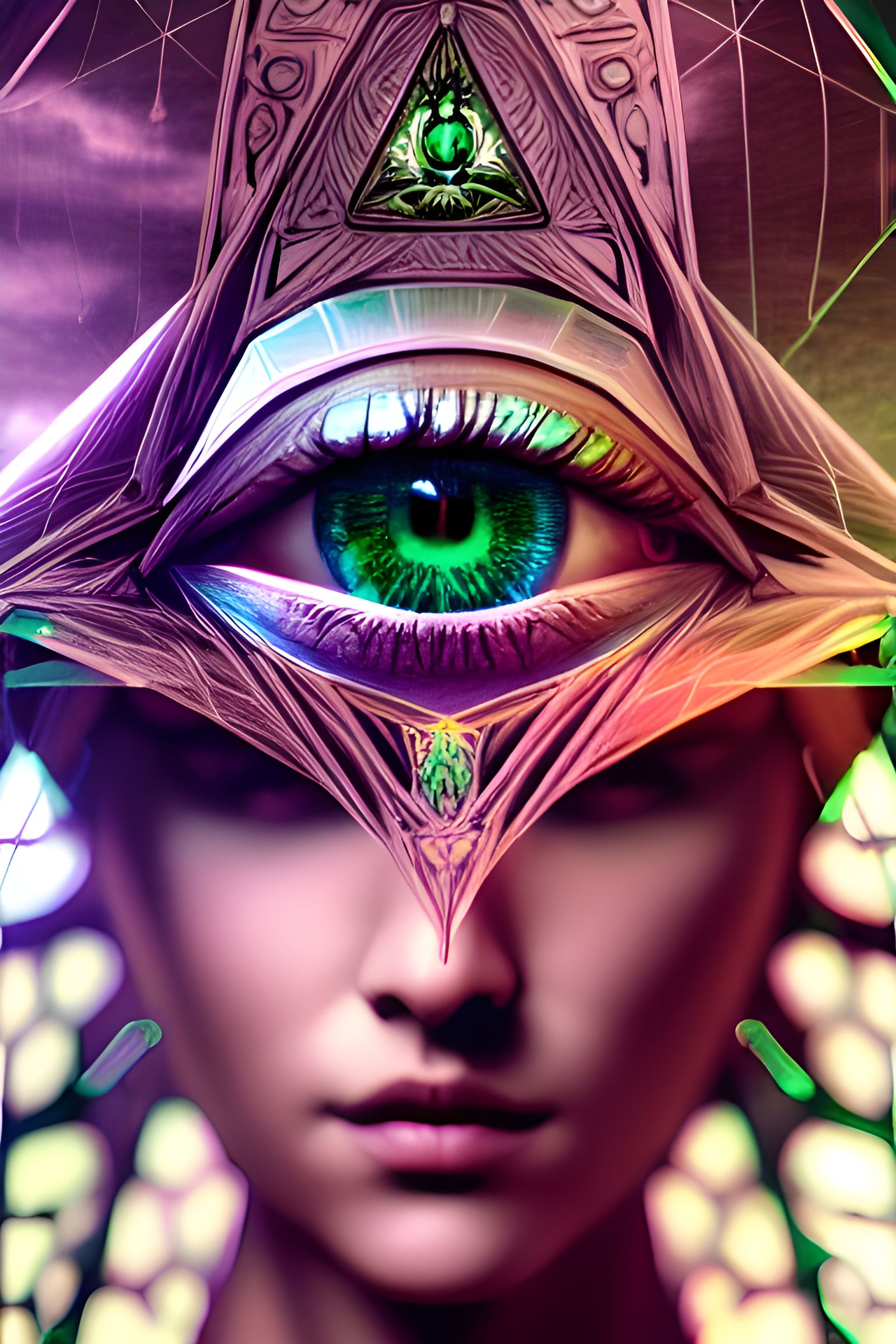 Biomechanical Eye of Providence in Digital Art Style