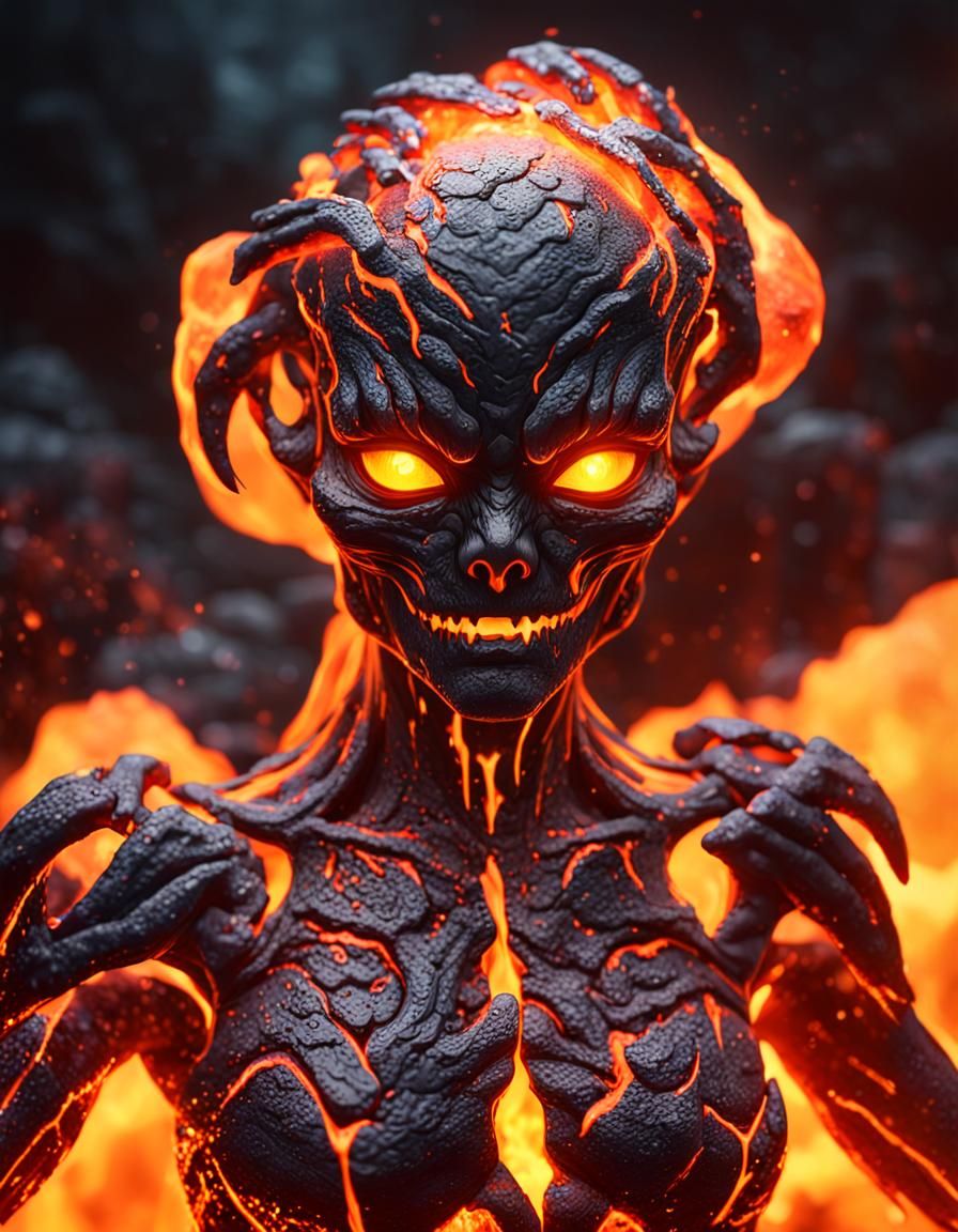 Glowing Ghost Lava Elemental in Cinematic CGI