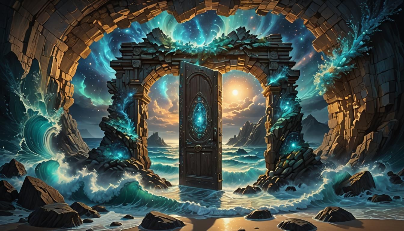 Ocean Rushing Through Stone Door of Night